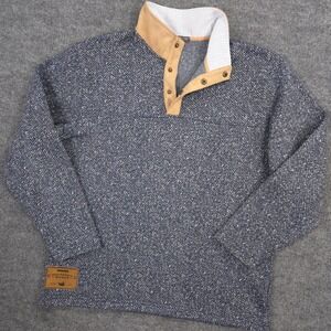 Southern Marsh Cascade Herringbone Pullover Mens L Washed Navy Fleece Sweater